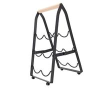 VGEBY Casier à Vin de Bureau, Support de Table Pliable en Fer à 3 Niveaux avec Poignée en Bois pour Bar et Restaurant à Domicile