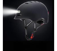 VGEBY Casque de Vélo avec Lumière de Chargement USB, Casque de Cyclisme PC EPS Taille M 54 à 57 Cm avec Lumière Blanche Avant Modes d'avertissement Arrière 12 Aérations pour Vélo Scooter (Black #39)