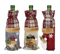 VGEBY Chandails de Bouteille de Vin de Vacances, Robe de Bouteille de Vin Festive, Couverture de de Champagne en Lin, Manches de de D'hiver, Rouge, Paquet de 3
