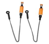 VGEBY Cintre D'Alarme de Pêche, Indicateur de Touche avec Chaîne en Acier Inoxydable pour la Pêche à la Carpe, Alarme échangiste Portable pour la de Nuit, 2 Pièces de Matériel (Orange)