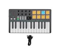 VGEBY Contrôleur de Clavier MIDI, Pad de Production Musicale Portable à 25 Touches avec Corps en ABS, Touches Sensibles à la vélocité, Fonction Arpégiateur et Accords pour les Débutants en Home