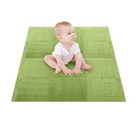 VGEBY Dalles de Tapis de Sol en Peluche, 10 Pièces à Usages Multiples, Tapis Emboîtable Moelleux, épais et Antidérapant, Dalles de Tapis en Mousse en Peluche, Dalles de Moquette (Vert