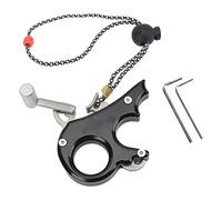 VGEBY Déclencheur de Pouce pour Tir à l'arc, Corps en Alliage D'aluminium usiné CNC avec Poignée Ergonomique à 3 Doigts, sensibilité Réglable pour Arc à Poulies, livré avec Corde (Black)