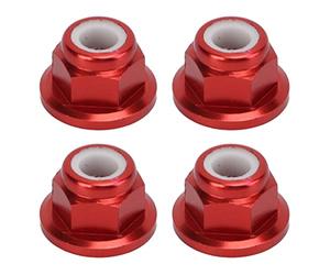 VGEBY Écrou de Blocage de Voiture RC, 4 Pièces Écrou de Blocage de Voiture RC Écrous de Blocage en Alliage de Diamètre Intérieur de 4 Mm pour Véhicule Télécommandé 1/10(Rouge)