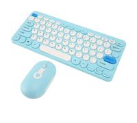 VGEBY Ensemble Clavier et Souris sans Fil, Mini Clavier sans Fil 2,4 G, Léger, Silencieux, Clavier PC sans Fil, Souris USB, Ensemble Clavier pour Ordinateur de Bureau (Blue)
