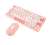 VGEBY Ensemble Clavier et Souris sans Fil, Mini Clavier sans Fil 2,4 G, Léger, Silencieux, Clavier PC sans Fil, Souris USB, Ensemble Clavier pour Ordinateur de Bureau (Rose)