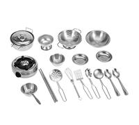 VGEBY Ensemble de Jouets de Cuisine en Acier Inoxydable pour Garçons et Filles, 16, 18, 25 Pièces, Ustensiles de Cuisine avec Batterie de (18 pièces)