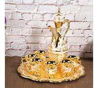 VGEBY Ensemble de Pots à Vin en Métal, Ensemble de Luxe pour la Maison, Décoration de Style Européen, Mariage, Matériau en Alliage de Zinc, 6 Tasses à Vin, Plateau, Chambre à Coucher, Salon, Table à