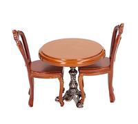 VGEBY Ensemble Table et Chaises de Poupée, Mobilier en Bouleau et Alliage avec Détails Réalistes pour Maison de Poupée échelle 1/12