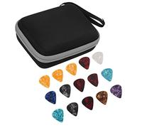 VGEBY Étui pour Plectres de Guitare, Support en Tissu EVA, Sac de Rangement pour Plectres de Guitare Antichoc avec 15 Pièces pour électrique Acoustique et ukulélé (Noir Gris)
