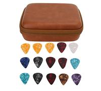 VGEBY Étui pour Plectres de Guitare, Support en Tissu EVA, Sac de Rangement pour Plectres de Guitare Antichoc avec 15 Pièces pour électrique Acoustique et ukulélé (Brown)