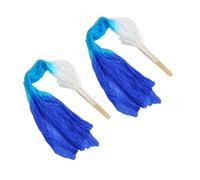VGEBY Éventail de Danse du Ventre en Soie Artificielle, 2 Pièces, 1.5m, en Bambou, carré Tricolore, Accessoires de Danse, Blanc, Cyan, Bleu