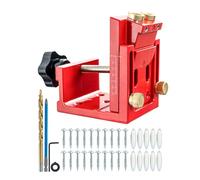 VGEBY Gabarit de Trou de Poche, Système de Trou de Poche en Alliage d'aluminium avec Angle de 15 Degrés, Profondeur Réglable de 12 à 45 Mm, Guide de Perçage pour l'assemblage de Meubles, la (rouge)