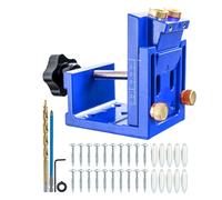 VGEBY Gabarit de Trou de Poche, Système de Trou de Poche en Alliage d'aluminium avec Angle de 15 Degrés, Profondeur Réglable de 12 à 45 Mm, Guide de Perçage pour l'assemblage de Meubles, la (BLUE)