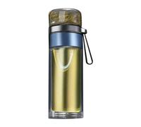 VGEBY Gobelet à thé Transparent avec Conception de Séparation Intelligente pour un Usage Quotidien, Verre Portable de 450 Ml (BLUE)
