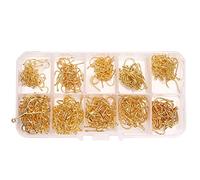 VGEBY Hameçons de Pêche, Hameçons Circulaires Barbelés en Acier à Haute Teneur en Carbone, Boîte de 500 Pièces-Parfait pour Les Amateurs de Pêche en Eau Salée et en Eau Douce (Le Tube doré paie 500