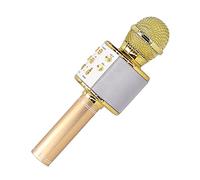 VGEBY Haut-Parleur Microphone sans Fil avec Lumière LED pour Soirée karaoké, Portable pour Une Voix Forte et Claire, Effet Sonore Surround à 360 Degrés, Chargement USB, Plastique ABS + Métal
