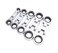 VGEBY Jeu de Clés Courtes, Jeu de Clés à Cliquet à Double extrémité en Acier Tungstène chromé, 10 Tailles Métriques pour la Réparation de Motos et Automobiles