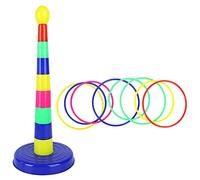 VGEBY Jeu de Lancer D'Anneaux, Jouet Interactif D'intérieur Parent-Enfant avec 1 Ensemble de Piliers Colorés et 8 Anneaux, pour Les Activités de Groupe Pendant Les Vacances en (Jeux de Lancer