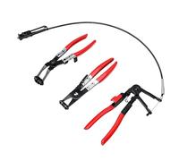 VGEBY Jeu de Pinces pour Colliers de Serrage, Outils de Serrage Automobile en Acier au Carbone avec Verrouillage à Cliquet, 3 Ressorts à Fil Long et Pinces à Bande Plate Coudées pour l'installation