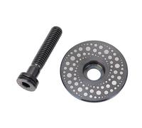VGEBY Jeu de Vis de Capuchon de Fourche de Vélo, Conception Semi-perforée Usinée CNC en Alliage de Ti pour la Dissipation de la Chaleur, Capuchon de Fourche Avant de 28,6 Mm et Vis (Black)