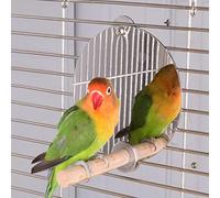 VGEBY Jouet Miroir à Oiseaux en Acier Inoxydable, avec Tige Debout en Bois pour Perroquets, 1 unité, Accessoires Durables pour Cage à Oiseaux