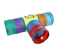 VGEBY Jouets pour Chats, Tunnel à 3 Voies en Polyester coloré, Tube Pliable Interactif pour Chats et Chatons avec Balles de Jeu