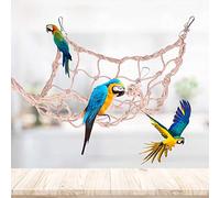 VGEBY Jouets pour Perroquets Corde de Chanvre Filet d'escalade 38x38cm | Matériau durable, Crochets faciles à accrocher, Conception écologique, Idéal pour l\'exercice des oiseaux