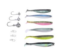 VGEBY Kit de Leurres de Pêche 60 Pièces, Appâts Souples en Résine de Silicone avec Crochets et Toupies pour Bar, Truite, Eau Salée, Eau Douce, Boîte de Matériel de Pêche