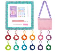 VGEBY Kit de Métier à Tisser Jouets, Kit de Tissage de Dessous de Verre pour Enfants 288 Bandes élastiques 12 Couleurs Ensemble de Métier à Tisser Créatif pour les Projets Artistiques (GREEN)