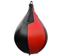 VGEBY Kit de Speed Ball de Boxe Balle de Frappe en Cuir PU 18 Cm avec Pompe et Mousquetons Rebond Léger Coutures Renforcées pour l'entraînement de Boxe MMA Muay Thai (Noir et Rouge)