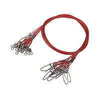 VGEBY Laisse de Fil de Pêche, Leader de Pêche en Acier Anti-Morsure avec émerillon Roulant, pour en Mer, Bateau, en Haute Mer (Rouge)