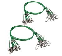 VGEBY Laisse de Fil de Pêche, Leader de Pêche en Acier Anti-Morsure avec émerillon Roulant, pour en Mer, Bateau, en Haute Mer (Green)