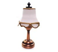 VGEBY Lampe de Table Miniature pour Maison de Poupée avec Base en Alliage et Abat-jour en Forme de Ventilateur, Lumière LED Chaude Alimentée par Batterie, échelle 1 à 12, pour Maison de Poupée (WHITE)