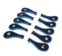 VGEBY Lot de 10 housses de tête de club de golf en néoprène avec fermeture éclair lisse et impression numérique, idéal pour clubs de bois et de fer, idéal pour golfeurs (bleu)