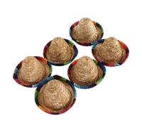 VGEBY Lot de 6 Mini Chapeaux de Paille Sombrero de 9,4 Cm de Diamètre, Style Mexicain à Large Bord, Forte Atmosphère de Festival pour Les Décorations de Vacances, Paille de blé