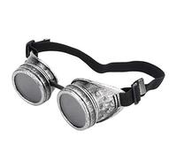 VGEBY Lunettes Vintage Steampunk, Lunettes de Sécurité Extérieure Argent Ancien, Design Vintage, Protection UV 100%, Confort et Résistance