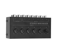 VGEBY Mini Mélangeur Stéréo, Mélangeur Passif 6 Canaux avec Contrôle du Volume Indépendant et Coussinet Antidérapant, pour PC CD Ordinateur Portable Audio Professionnel