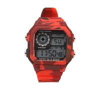 VGEBY Montre Numérique, Montre de Sports de Plein Air Multifonctions, Montre Chronographe étanche Lumineuse Carrée pour Femmes Hommes (Camouflage Rouge) Montres Extérieures
