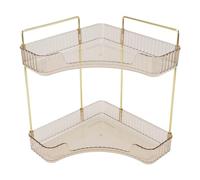 VGEBY Organisateur de Comptoir de Salle de Bain d'angle à 2 Niveaux avec Style Moderne, Rangement Polyvalent pour Les Soins de la Peau et Le Maquillage, Construction en Fer et PP Durables, s'adapte