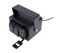 VGEBY Panneau de Commutation Marin en Alliage d'aluminium, Panneau d'interrupteur à Bascule à 2 Gangs 12V 24V avec PD Type C QC3.0 USB Voltmètre Montage en Surface pour Bateau RV Camion ATV