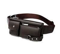 VGEBY Petit Sac de Poitrine, Sac de Taille en Cuir PU pour Hommes, de Sport Léger et Réglable pour Les Voyages et Les Activités de Plein Air (Brun Foncé Petit)