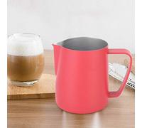 VGEBY Pichet à Mousse de Lait en Acier Inoxydable de 350 Ml, Parfait pour les Types de Mélange et de Versement de Lait pour café, Jaune, Poignée Antidérapante, Durable, Facile à Nettoyer, 3 X 3,5