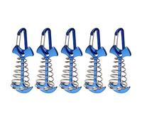 VGEBY Piquets de Tente en Arête de Poisson, 5 Pièces Clous de Tente en Acier Inoxydable en Alliage D'aluminium avec Boucle à Ressort Ancre de Corde à Vent Réglable, pour la Fixation de (Blue)