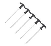 VGEBY Piquets de Tente Robustes en Fer galvanisé, Vis, Clous d'ancrage au Sol, Paquet de 5, en Forme de T, épais, 8,1 X 2,2 Pouces, pour Sol gelé, Surface Glacée, Auvent de Camping, Installation de