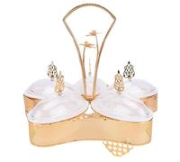 VGEBY Plateau de Service divisé avec Couvercle, Boîte à Collations en Fer ABS pour Fruits et Noix, Finition Dorée élégante avec 5 Compartiments pour les Réceptions et les Fêtes