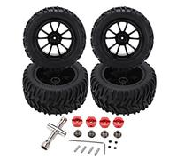 VGEBY Pneus de Voiture RC, 4 Pièces Pneus en Caoutchouc de Jante de Roue RC en Plastique avec Jeu de 10 Rayons pour Coffre 1/8 1/10 Pneu de Voiture de Tourisme RC