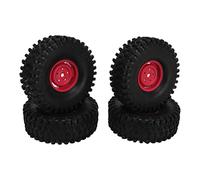 VGEBY Pneus, Jeu de Roues Rc en Plastique et Caoutchouc Durable de 1,9 Pouces, 4 Pièces, pour Remplacement de Voiture Tout-Terrain Rc à L'échelle 1/10 (Rouge)
