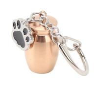 VGEBY Porte-clés D'urne pour Animaux de Compagnie, Commémoratif de Cendres de Chien en Acier Inoxydable avec Motif D' de Patte, pour Stocker Les Cendres d'animaux de Compagnie, Les (Or Rose)