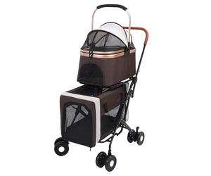 VGEBY Poussette pour Animaux de Compagnie, Poussette Pliable et Détachable pour Chien avec Auvent en, Parfaite pour les Petits Chiens et Chats, 18,1 X 22,8 X 38,2 Pouces, Idéale pour les
